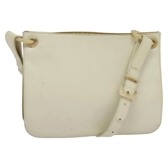 PRADA Shoulder Bag Leather Beige Auth bs23766 - Picture 1 of 16
